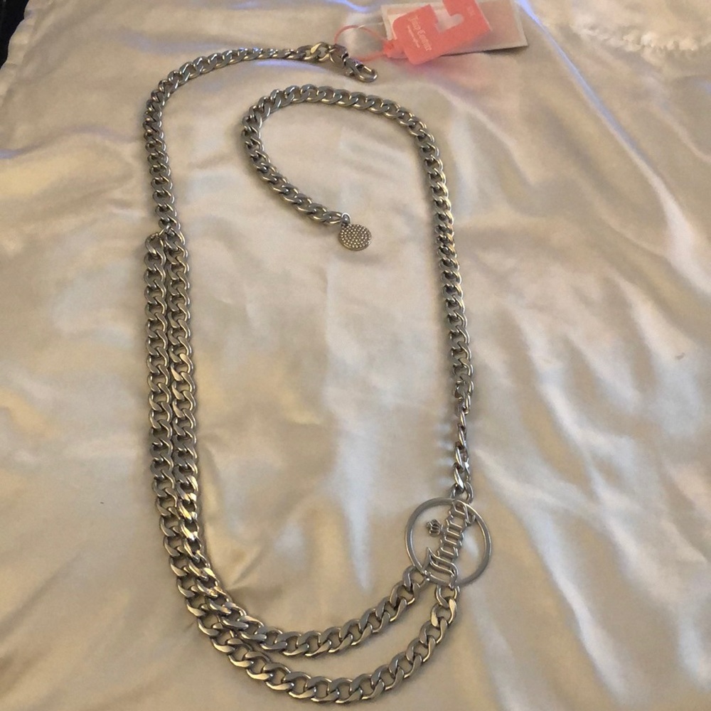 Juicy Couture Silver Tone Chain Belt With Chain & Logo Accent Size S/M NWT